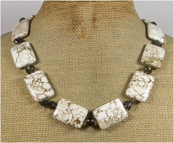 WHITE TURQUOISE SMOKY QUARTZ CRYSTAL NECKLACE