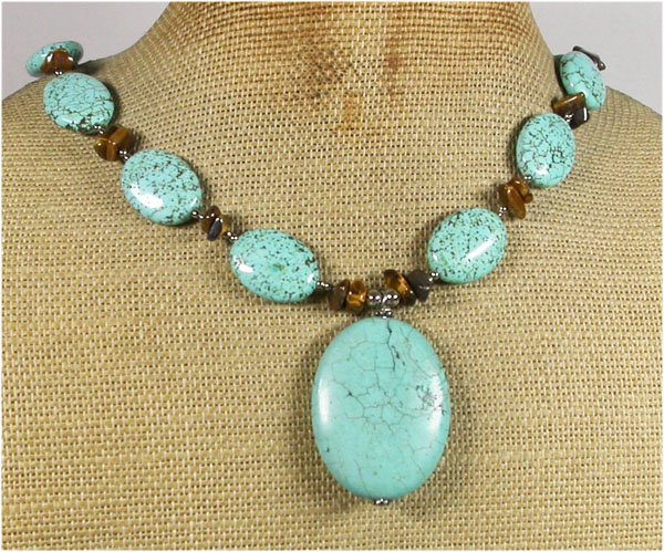TURQUOISE & TIGER EYE NECKLACE