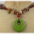 GREEN MOSAIC TURQUOISE AGATE MOOKITE NECKLACE