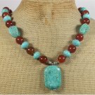 TURQUOISE RED AGATE NECKLACE