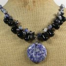 SODALITE BLACK AGATE FRESH WATER PEARLS NECKLACE