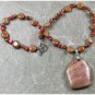 CHUNKY MUGER JASPER GOLDSTONE BROWN AGATE NECKLACE