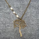 TREE PENDANT & FRESH WATER WHITE PEARLS NECKLACE