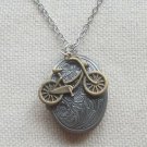 FLORAL LOCKET BIKE CHARM NECKLACE