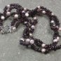 Garnet fresh Water Pearls 3row Necklace