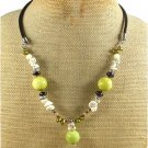 LEMON CORAL GARNET TURQUOISE LEATHER CORD NECKLACE