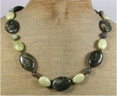 Handmade RHYOLITE & BUTTER JADE NECKLACE