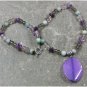 Handmade PURPLE FIRE AGATE FLUORITE AMAZONITE AMETHYST NECKLACE