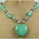 Handmade TURQUOISE AMAZONITE FRESH WATER PEARLS NECKLACE
