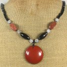Handmade RED JASPER GOLDSTONE BLACK AGATE NECKLACE