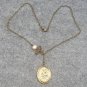 Handmade LOCKET & ORCHID & FRESH WATER PEARLS NECKLACE