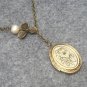 Handmade LOCKET & ORCHID & FRESH WATER PEARLS NECKLACE