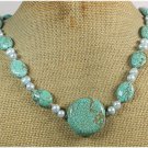 Handmade TURQUOISE & FRESH WATER PEARLS NECKLACE