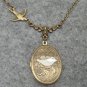 Handmade OVAL LOCKET SHELL BIRDS NECKLACE