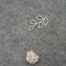 Handmade FRESH WATER PEARLS BALL & LEAF BRANCH NECKLACE