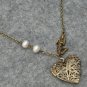 Handmade FILLIGREE HEART LOCKET PENDANT & MERMAID & FRESH WATER PEARLS NECKLACE