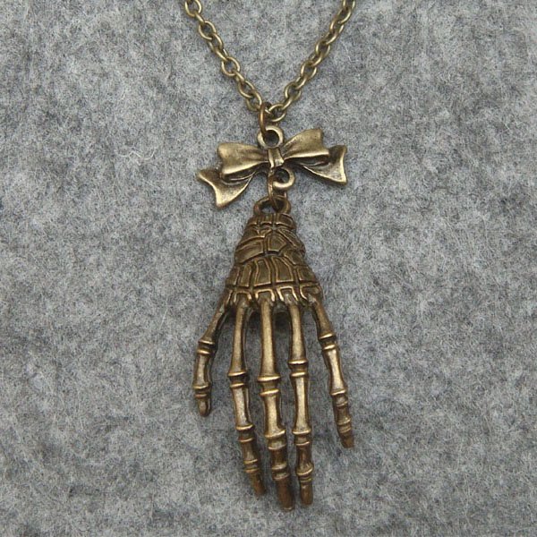 Handmade STEAMPUNK STYLE SKELETON HAND NECKLACE