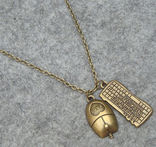 Handmade COMPUTER KEYBORAD MOUSE SET NECKLACE