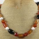 Handmade RED BLACK AGATE & WHITE TURQUOISE NECKLACE