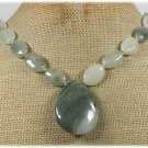 Handmade NATURAL GREEN RUTILATED JASPER NECKLACE