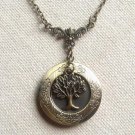 Handmade ROUND LOCKET & TREE CHARM NECKLACE