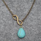 Handmade INFINITY CHARM & TURQUOISE DROP NECKLACE