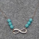 Handmade SILVER INFINITY CHARM & TURQUOISE NECKLACE