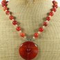 Handmade RED AGATE & FRESH WATER PEARLS NECKLACE