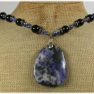 Handmade CHUNKY SODALITE BLACK AGATE FW PEARLS NECKLACE