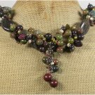 Handmade UNAKITE BACCIATED JASPER TOURMALINE FLUORITE NECKLACE