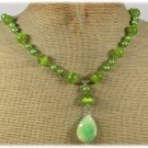 Handmade JADE OLIVE CAT EYE FRESH WATER PEARLS NECKLACE