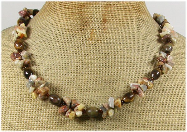 Handmade TIGER EYE & CRAZY AGATE NECKLACE