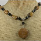 Handmade BROWN AGATE TIGER EYE BLACK AGATE NECKLACE