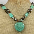 Handmade TURQUOISE TIGER EYE FRESH WATER PEARLS NECKLACE