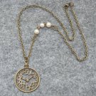 Handmade CLOCK PENDANT & FRESH WATER PEARLS NECKLACE