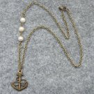 Handmade ANCHOR PENDANT & FRESH WATER PEARLS NECKLACE