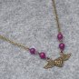 Handmade FLYING HEART & PURPLE JADE NECKLACE