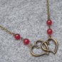Handmade HEARTS PENDANT & RED JADE NECKLACE