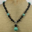 Handmade TURQUOISE & BLACK AGATE NECKLACE