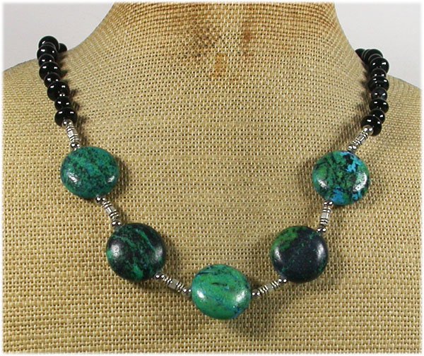 Handmade AFRICAN TURQUOISE BLACK AGATE CRYSTAL NECKLACE