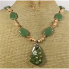 Handmade RHYOLITE GREEN JADE FRESH WATER PEARLS NECKLACE