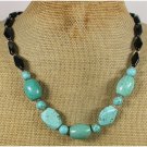 Handmade TURQUOISE BLACK AGATE NECKLACE