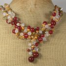Handmade AGATE JADE QUARTZ PEARLS NECKLACE