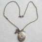 Handmade  FLOWER LOCKET ORCHID AQUA CRYSTAL NECKLACE