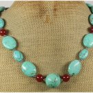 Handmade TURQUOISE & RED AGATE NECKLACE