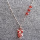 Handmade LITTLE OWL & RED CRYSTAL NECKLACE
