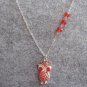 Handmade LITTLE OWL & RED CRYSTAL NECKLACE