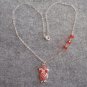 Handmade LITTLE OWL & RED CRYSTAL NECKLACE