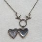 Handmade FILLIGREE HEART LOCKET PENDANT & SWALLOW BIRDS NECKLACE