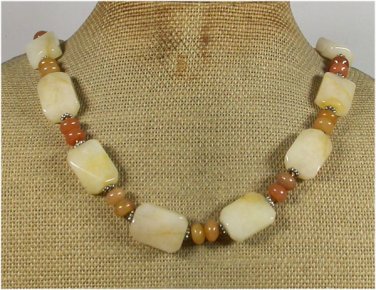 Handmade YELLOW HONEY JADE NECKLACE